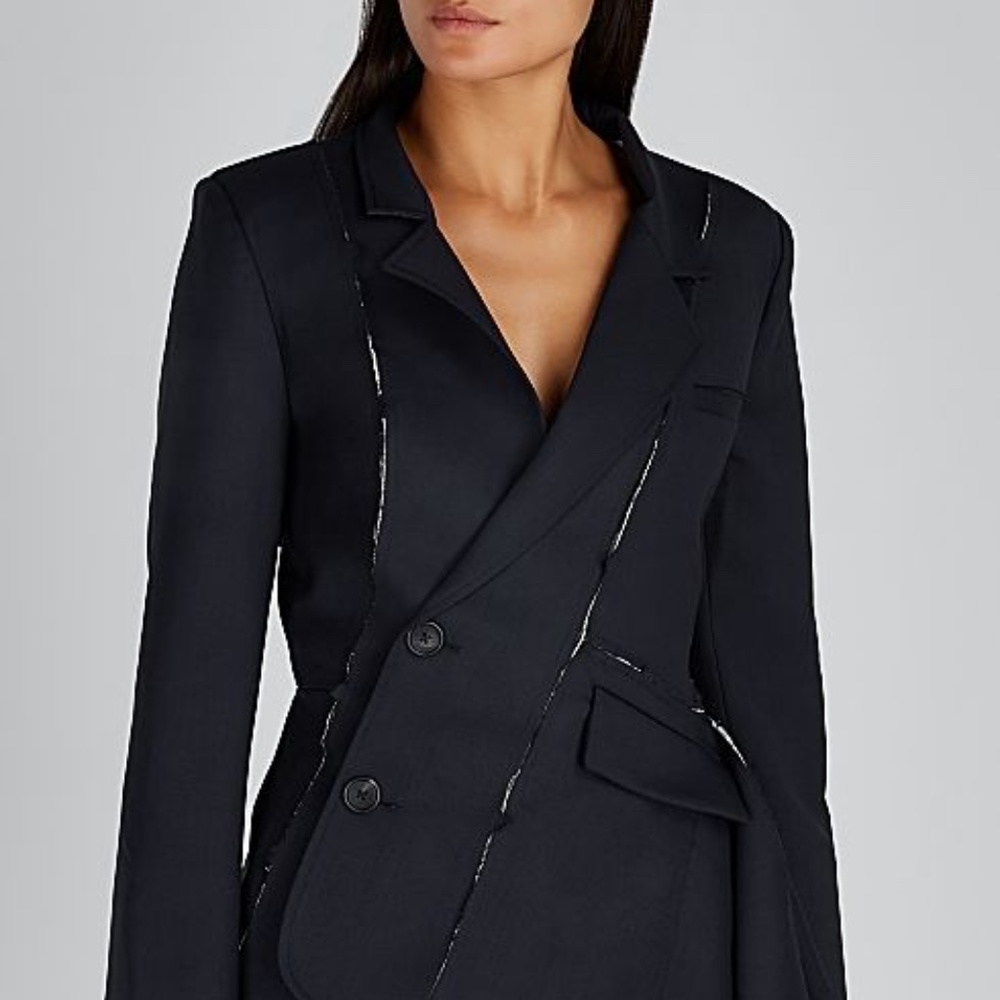 Monse Navy Deconstructed  Wool Jacket Blazer Size US4
